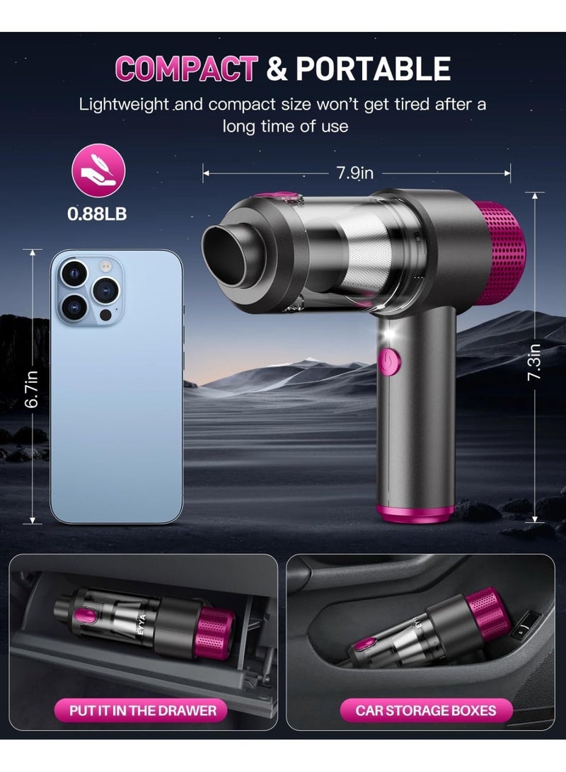ARNOTEC مكنسة سيارة محمولة بدون سلك، 7500Pa قوة عالية مكنسة صغيرة محمولة ومجفف هواء 4 في 1 مع ضوء LED، نظام ترشيح مزدوج، بطارية قابلة للشحن من نوع C للسيارة، المنزل، المكتب - Image 5