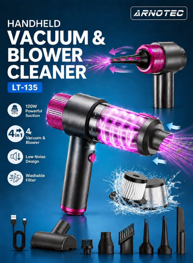 ARNOTEC Handheld Car Vacuum Cleaner Cordless, 7500Pa High Power Portable Mini Vacuum & Air Duster 4-in-1 with LED Light, Dual Filtration, Type-C Rechargeable Battery for Car, Home, Office - Image 1