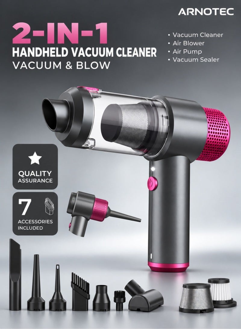 ARNOTEC Handheld Car Vacuum Cleaner Cordless, 7500Pa High Power Portable Mini Vacuum & Air Duster 4-in-1 with LED Light, Dual Filtration, Type-C Rechargeable Battery for Car, Home, Office - Image 1