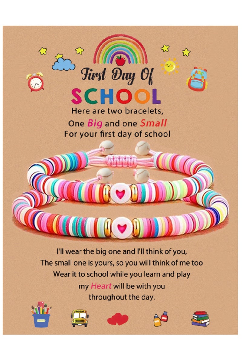 سوار اليوم الأول من المدرسة، سوار العودة إلى المدرسة سوار الأم وأنا، أساور الأم وابنتها هدايا العودة إلى المدرسة للفتيات - Image 1