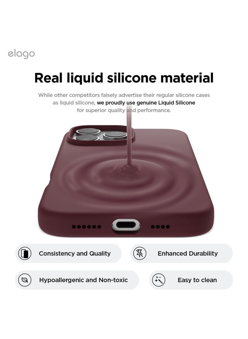 Elago Liquid Silicone for iPhone 16 Pro MAX Case Cover Full Body Protection, Shockproof, Slim, Anti-Scratch Soft Microfiber Lining - Burgundy - Image 3