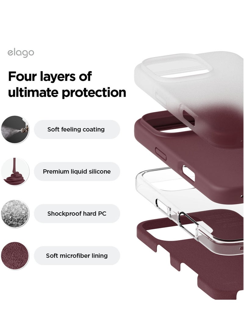 Elago Liquid Silicone for iPhone 16 Pro MAX Case Cover Full Body Protection, Shockproof, Slim, Anti-Scratch Soft Microfiber Lining - Burgundy - Image 4