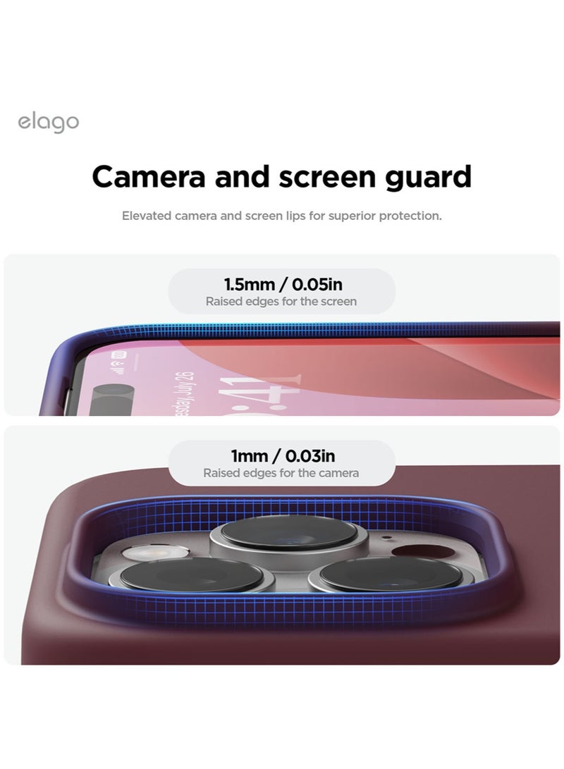 Elago Liquid Silicone for iPhone 16 Pro MAX Case Cover Full Body Protection, Shockproof, Slim, Anti-Scratch Soft Microfiber Lining - Burgundy - Image 5