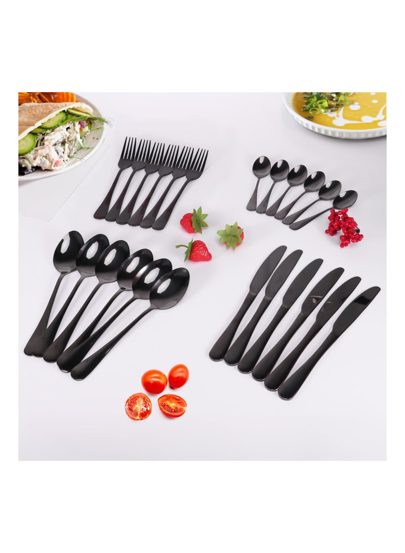 24PCS Stainless Steel Silverware Set, (Service for 6) Mirror Polished Flatware Set Cutlery Tableware Set Stainless Steel Eating Utensils Silverware Eating Utensils Tableware Set for Home Kitchen - Image 4