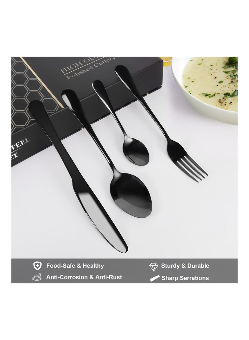 24PCS Stainless Steel Silverware Set, (Service for 6) Mirror Polished Flatware Set Cutlery Tableware Set Stainless Steel Eating Utensils Silverware Eating Utensils Tableware Set for Home Kitchen - Image 2