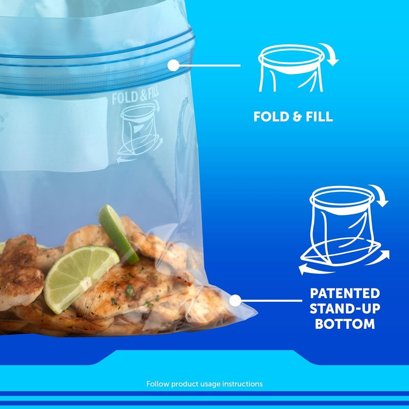 Ziploc أكياس تخزين الطعام المجمدة زيبلوك سعة جالون بتصميم يبقى مفتوحًا سهل التعبئة 80 قطعة - Image 3