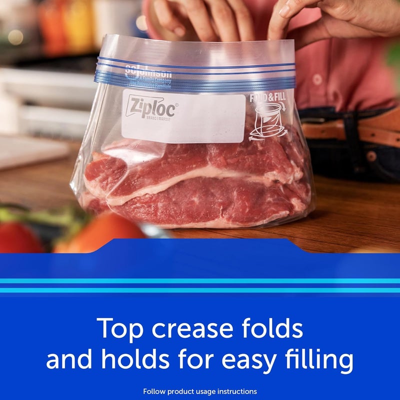 Ziploc أكياس تخزين الطعام المجمدة زيبلوك سعة جالون بتصميم يبقى مفتوحًا سهل التعبئة 80 قطعة - Image 5