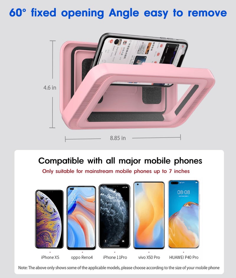 Mistriddle Waterproof Shower Phone Holder with 360Â° Rotation, Angle Adjustable, Enhanced Sound Quality, Wall Mounted Phone Holder for Bathroom Mirror Bathtub Kitchen, Up to 7 Inch(Pink) - Image 3