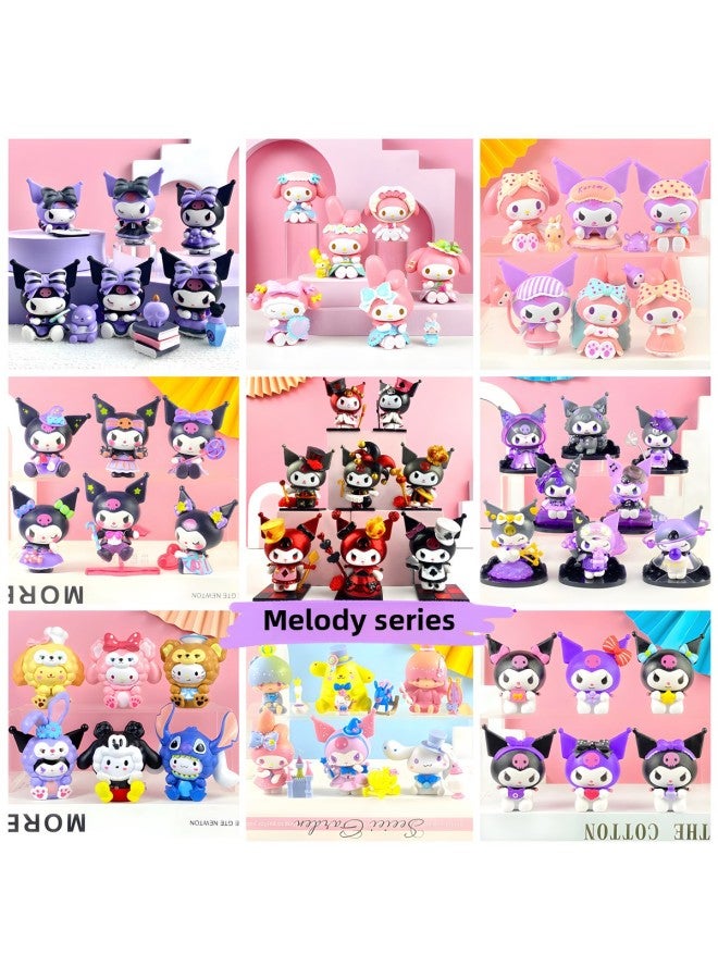 Sanrio Hand-made Blind Box Melody Kulomi Jade Dog Parchia Dog Toy Doll Twist Egg Doll Machine Ornaments-color:Crayon Shin-chan Model B For School-bag (whole Set Price)