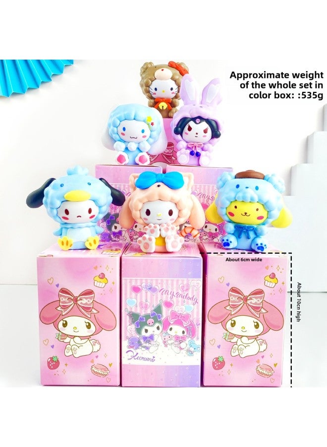 Sanrio Hand-made Blind Box Melody Kulomi Jade Dog Parchia Dog Toy Doll Twist Egg Doll Machine Ornaments-color:Crayon Shin-chan Model B For School-bag (whole Set Price)
