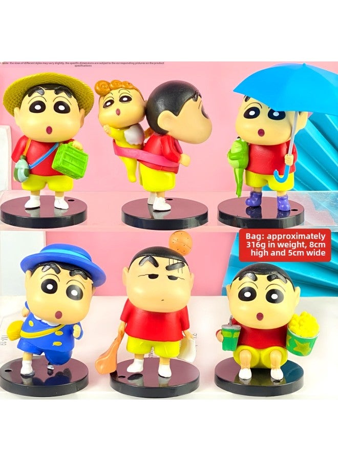 Sanrio Hand-made Blind Box Melody Kulomi Jade Dog Parchia Dog Toy Doll Twist Egg Doll Machine Ornaments-color:Crayon Shin-chan Model B For School-bag (whole Set Price)
