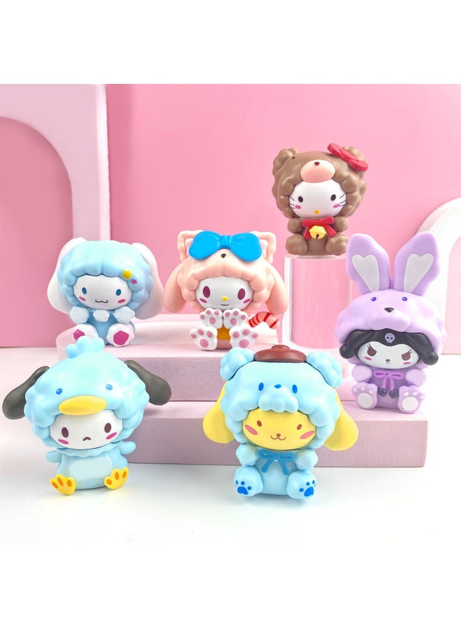 Sanrio Hand-made Blind Box Melody Kulomi Jade Dog Parchia Dog Toy Doll Twist Egg Doll Machine Ornaments-color:Crayon Shin-chan Model B For School-bag (whole Set Price)