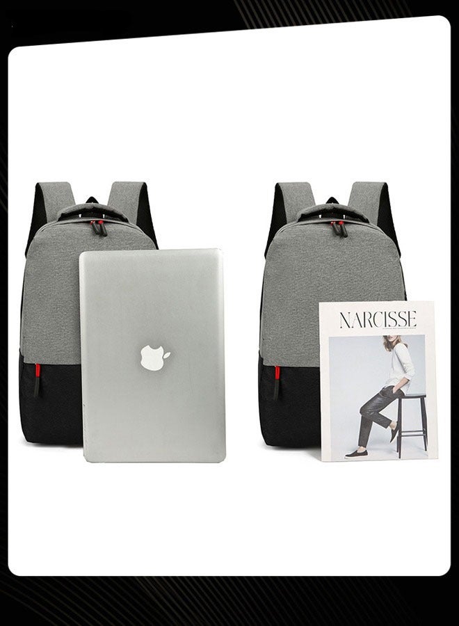 3 Piece Simple Computer Bag Large Capacity School Backpack with USB Charging Port Grey for Middle High School Students - Image 4