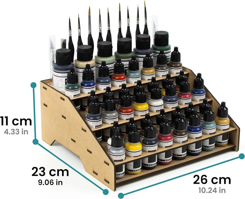 ProScale Paint rack organizer stand for modeling and miniatures. Vallejo paint rack kit Vallejo Army paint holder brushes miniatures modeling models (Rack A) - Image 2