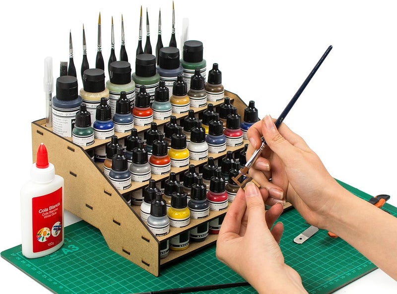 ProScale Paint rack organizer stand for modeling and miniatures. Vallejo paint rack kit Vallejo Army paint holder brushes miniatures modeling models (Rack A) - Image 4