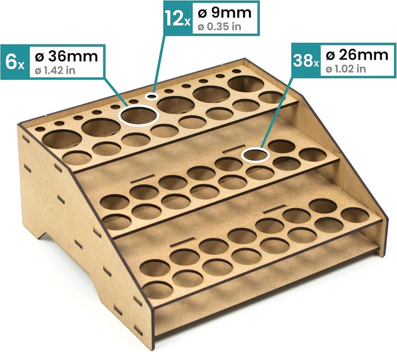 ProScale Paint rack organizer stand for modeling and miniatures. Vallejo paint rack kit Vallejo Army paint holder brushes miniatures modeling models (Rack A) - Image 3