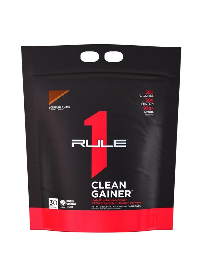 Rule 1 Proteins Rule One Proteins, R1 Clean Gainer - High-Protein Lean Gain Formula with 560 Calories, 30g of Full-Spectrum Protein, Over 90g Carbs, Under 6g of Fat (30 Servings, Chocolate Fudge)  - Image 1