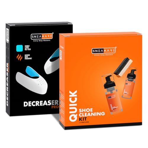 SNEAKARE Quick Kit With Foam Cleaner - Contains 2 x 150ml Foam Shoe Cleaner, Medium Bristle Brush & Decreaser Pro - White Sneakers Cleaning Kit, Leather, Suede, Nubuck, Canvas - Sports Shoes Cleaner - Image 1