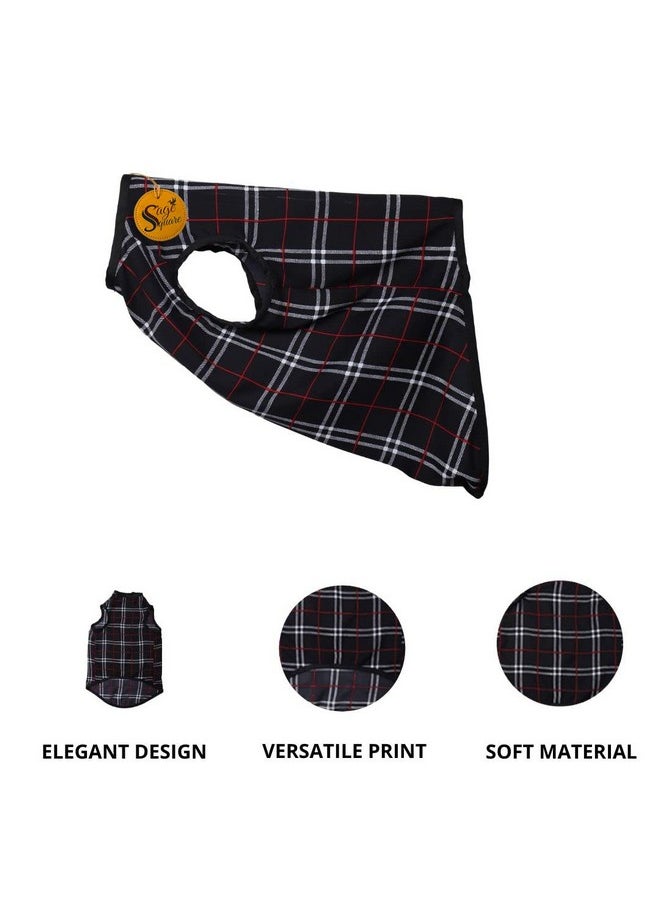 Sage Square Crazy Printed Dog T-Shirt, Trending Dog T-Shirt, Ultra Soft & Light Weight, Comfortable & Breathable Dog Apparel, Trendy Outfit (Xxxlarge - 30 Inch) (Black Check Print)  - Image 2