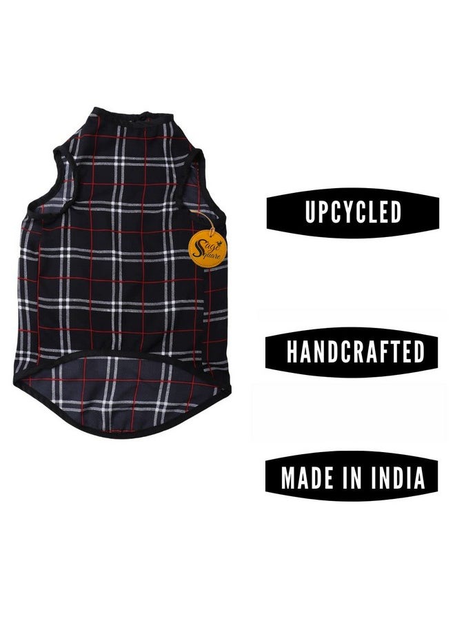 Sage Square Crazy Printed Dog T-Shirt, Trending Dog T-Shirt, Ultra Soft & Light Weight, Comfortable & Breathable Dog Apparel, Trendy Outfit (Xxxlarge - 30 Inch) (Black Check Print)  - Image 3