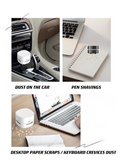 JSDUN Desktop Vacuum Cleaner, Mini Wireless Portable Desktop Dust Collector,360° Rotatable Design, Clean Debris and Dust Flakes, Suitable for Office/Home/Keyboard/School White  - Image 5