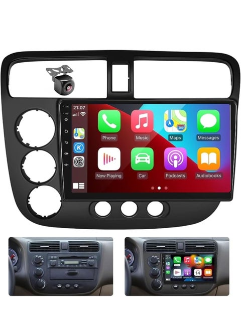Android Car Stereo For Honda Civic 2001-2005 Support Apple Carplay Android Auto IPS Touch Screen DSP Bluetooth Navigation WiFi Radio Night Vision Camera Included