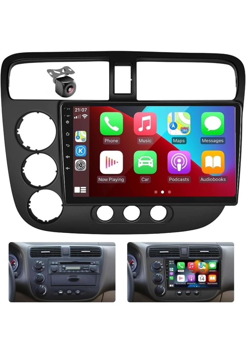 Android Car Stereo For Honda Civic 2001-2005 Support Apple Carplay Android Auto IPS Touch Screen DSP Bluetooth Navigation WiFi Radio Night Vision Camera Included