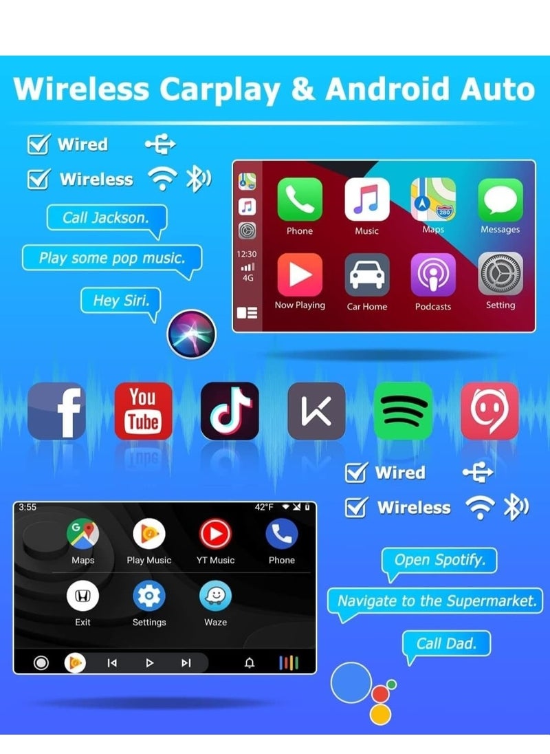 Android Car Stereo For Honda Civic 2001-2005 Support Apple Carplay Android Auto IPS Touch Screen DSP Bluetooth Navigation WiFi Radio Night Vision Camera Included