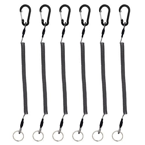 Lix&Rix Coiled Fishing Tools Lanyard Retractable Safty Tethers for Pliers Knife Flashlight Kayak Paddle Leash Keys Rope,6 pcs - Image 1