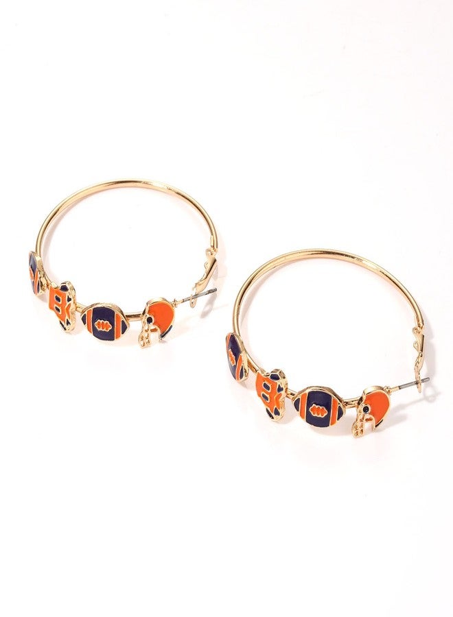 بودرير أقراط بوديرير ليوم المباراة للنساء، أقراط كرة قدم دائرية، أقراط رياضية تعكس فخر الفريق، إكسسوارات وهدايا (برتقالي كحلي) - Image 4