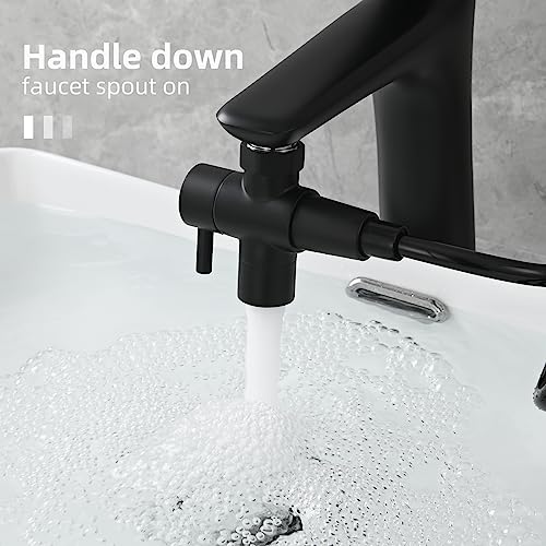 Tecmolog Brass Faucet Diverter Valve with Aerator and M22 to M24 Male Threaded Adapter, Black 3 Way Sink Diverter Splitter for Faucet, SBA021CB - Image 3