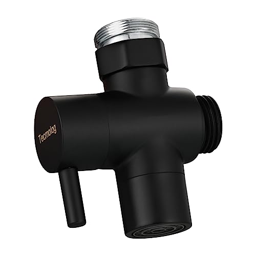 Tecmolog Brass Faucet Diverter Valve with Aerator and M22 to M24 Male Threaded Adapter, Black 3 Way Sink Diverter Splitter for Faucet, SBA021CB - Image 1
