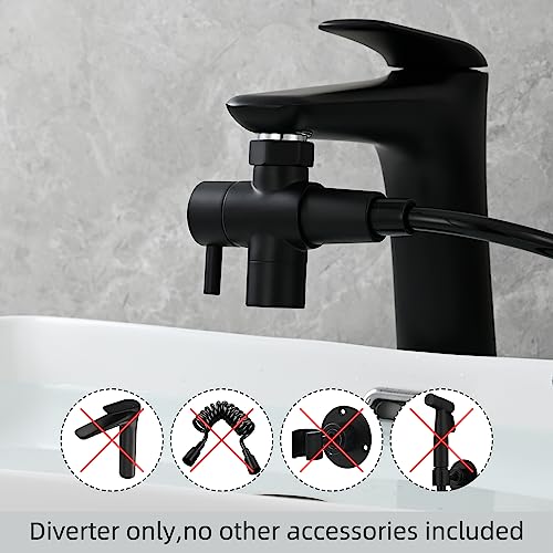 Tecmolog Brass Faucet Diverter Valve with Aerator and M22 to M24 Male Threaded Adapter, Black 3 Way Sink Diverter Splitter for Faucet, SBA021CB - Image 2