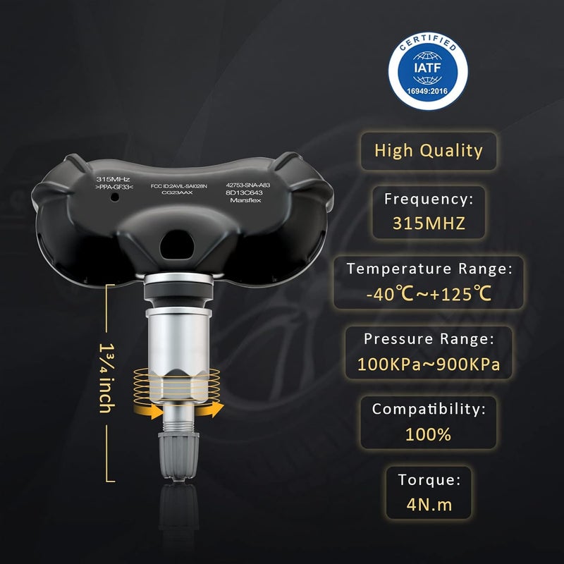Marsflex TPMS Sensor for Honda and Acura - 4 Pack, Programmed Tire Pressure Monitoring System - Image 4