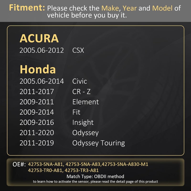 Marsflex TPMS Sensor for Honda and Acura - 4 Pack, Programmed Tire Pressure Monitoring System - Image 2