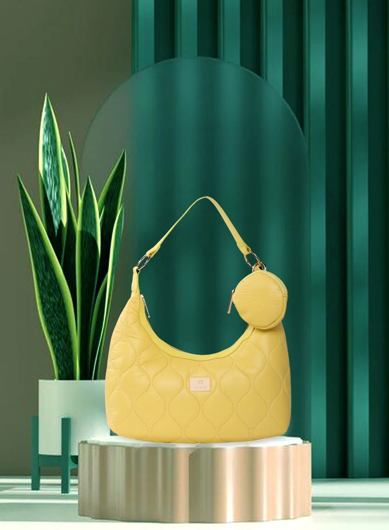 CAPRESE Caprese Briar Abstract Yellow Faux Leather Medium Hobo Handbag