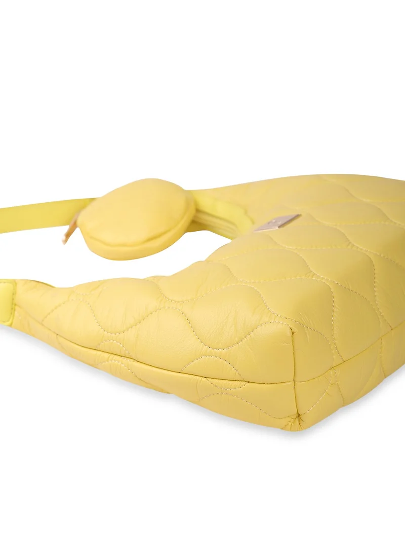 CAPRESE Caprese Briar Abstract Yellow Faux Leather Medium Hobo Handbag