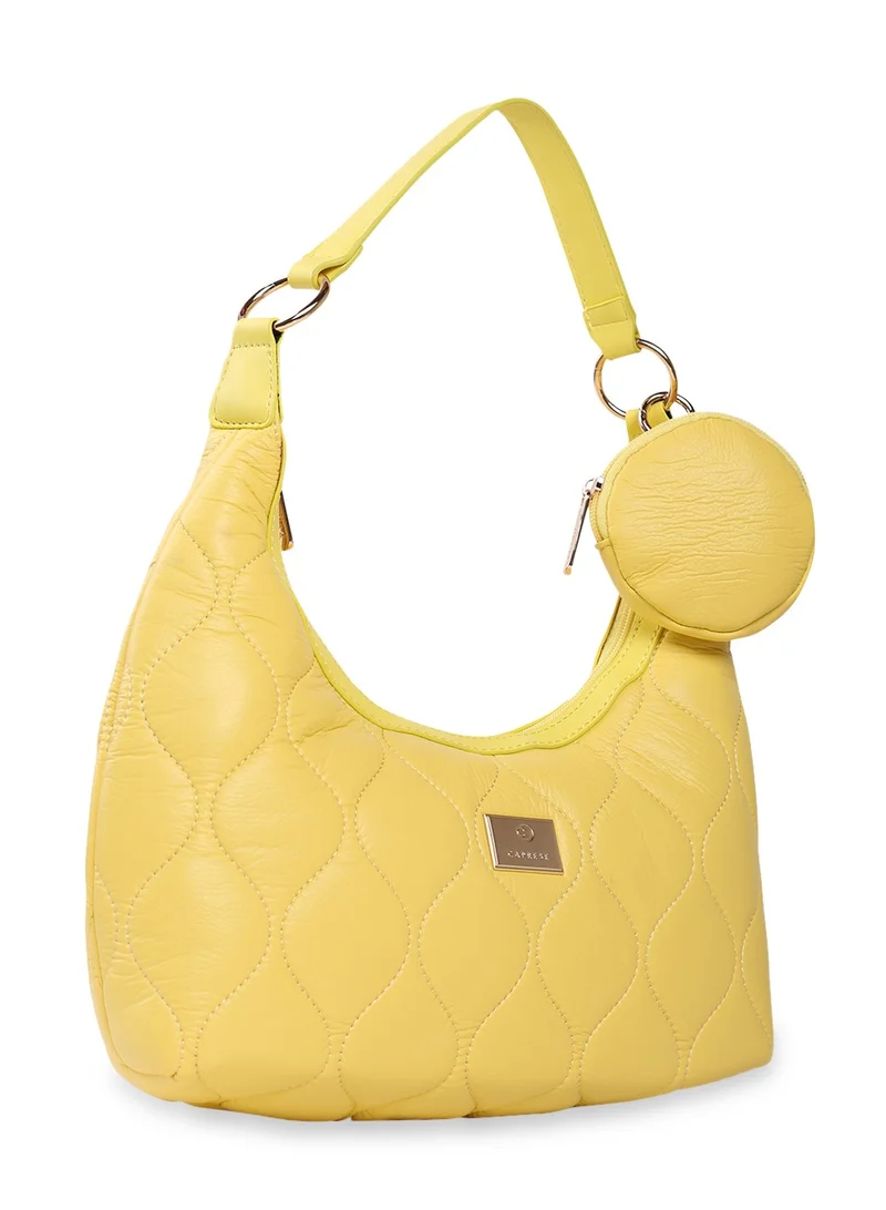 CAPRESE Caprese Briar Abstract Yellow Faux Leather Medium Hobo Handbag