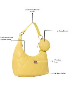 CAPRESE Caprese Briar Abstract Yellow Faux Leather Medium Hobo Handbag  - Image 5
