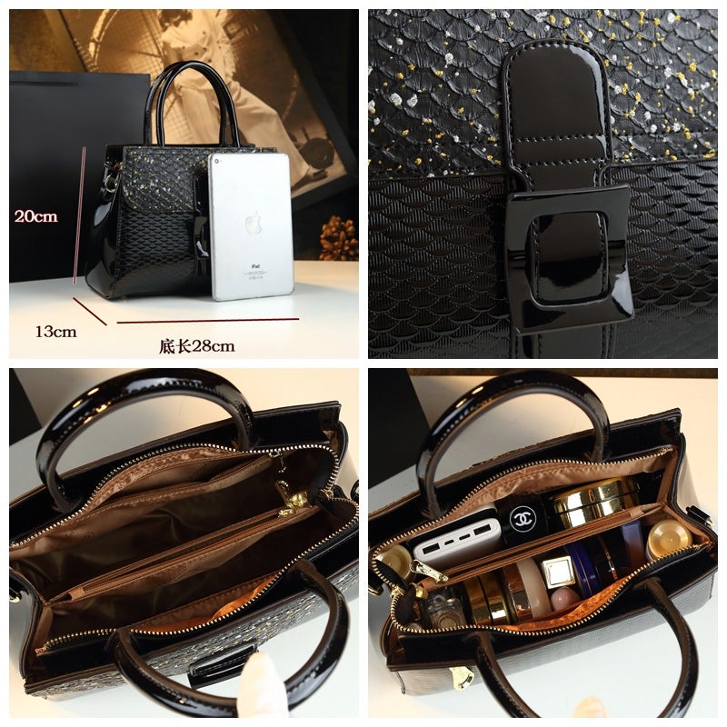 Fashion Snake Style Atmospheric High-End Bag Portable Crossbody Bag Soft Leather Texture Large Capacity Tote Bag - Image 5