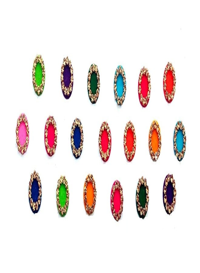TRIOHOMES New Diamond Premium Collection Medium Size Round Fancy Bindis for Women (Multicolor Velvet Design) - Image 1
