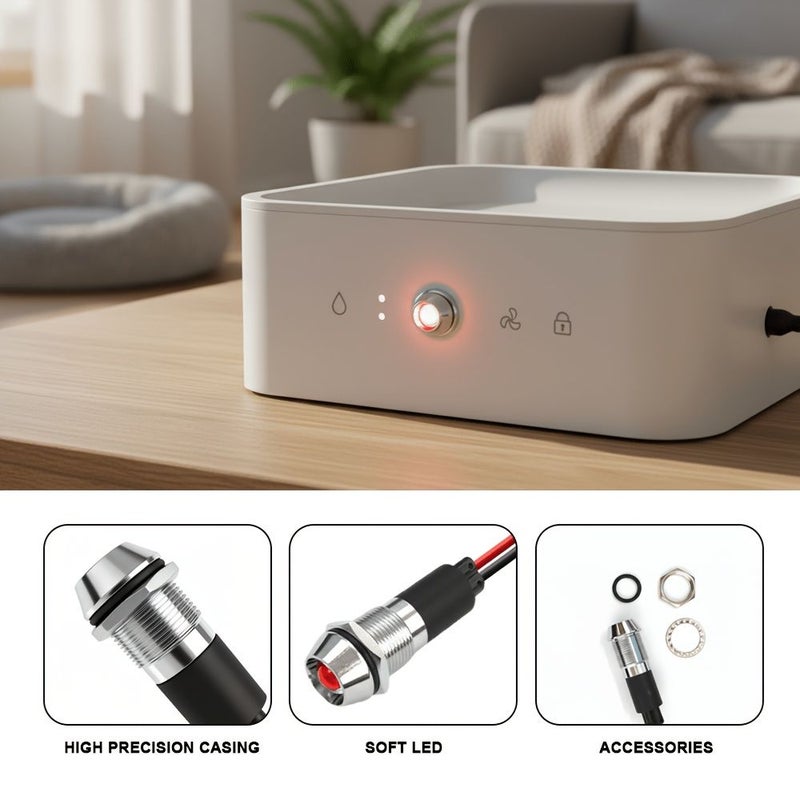 5 قطع من مصباح مؤشر LED بقطر 12 ملم بجهد 12 فولت 24 فولت مع أسلاك مسبقة، غطاء مقعر، للوحة قيادة القارب - Image 2