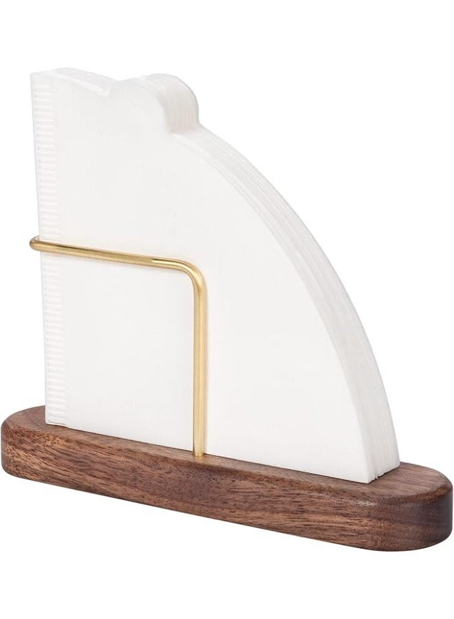 Cone Coffee Filter Holder Walnut & Brass Stand for V60 #01/#02 + Size 02 Unbleached Coffee Filters 200-Count (2 Packs of 100) Bundle for Pour Over & Drip Coffee Maker - Image 5