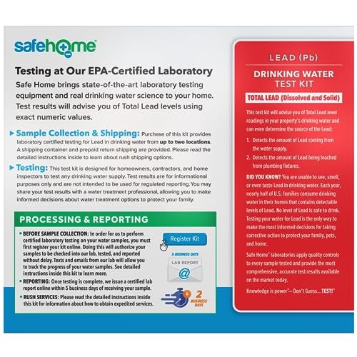 Safe Home® Lead in Drinking Water Test Kit – 2 Samples Tested at our EPA Certified Lab – Home Inspections, Mortgage Loans, Real Estate Transactions – Detection to 1ppb - Image 2