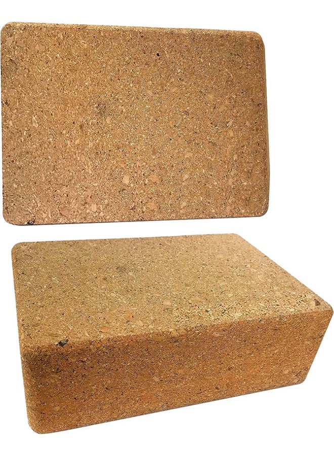 Max Strength Set of 2 Cork Wood Yoga Blocks Sturdy Support for Stretching Yoga Fitness Balance - Image 1