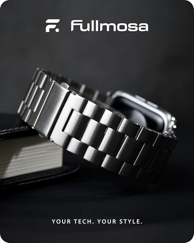 Fullmosa Metal Band Compatible with Apple Watch Bands Series 11 10 42mm Stainless Steel Strap iWatch Band with Case for Apple Watch Silver - Image 3