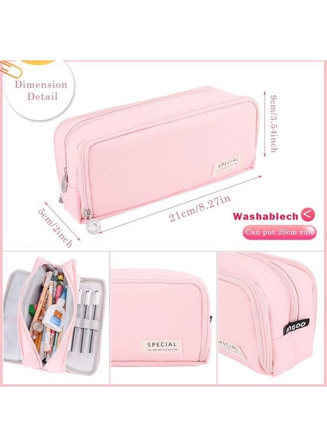EASTHILL - EASTHILL Large Pencil Case Big Capacity Pencil Bag Large Storage Pouch 3 Compartments Pen Case for Teen Boys Girls School Students(Special-Pink) - Image 1