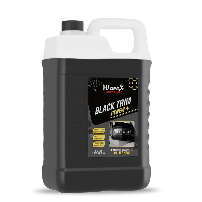 Wavex Black Trim Renew Plus | 5 L Plastic & Rubber Restorer | Revives Faded Exterior Trim & Bumpers | Long-Lasting UV Protection | Wash Resistant - Image 1