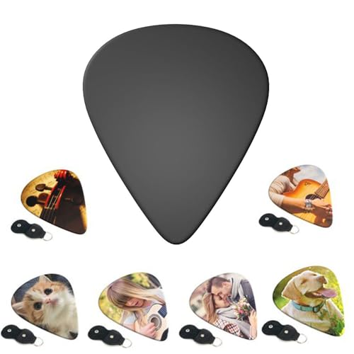 PLKIUYT Personalized 6 Pack Guitar Picks Custom Guitar Accessories Gifts Two-Side Print Add Your Picture Logo Text for Dad, Electric Guitar Players, Friends, Black 1 Set, 0.96mm - Image 1