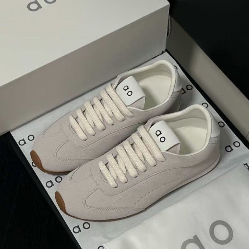 Women's Casual Lace-up Leather Sneakers with Thick Sole - Image 3